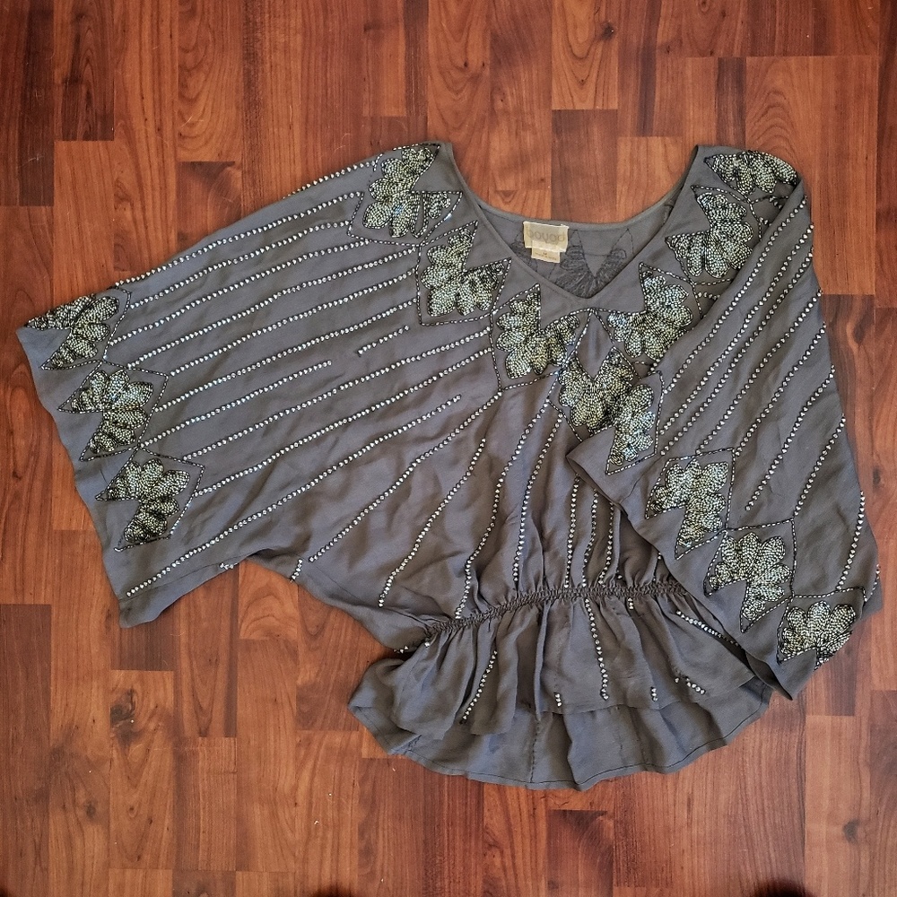 boyod Kelly beaded gray dolman top